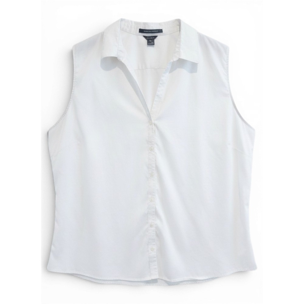Eddie Bauer Sleeveless Top Womens 2XL Coastal Grandma Minimalist Classic White